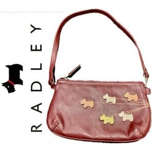 RADLEY LONDON MINI BAG LEATHER BURGUNDY SCOTTISH DOGS LIMITED EDITION KAWAII